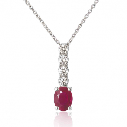 Collier rubis ovale serti de diamants