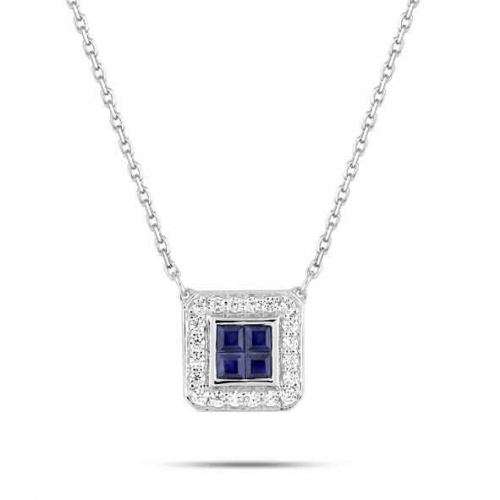 Collier Saphir et zirconium