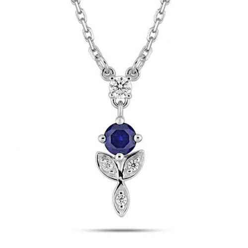 Collier Saphir et zirconium