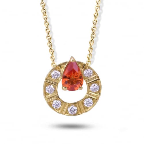 Collier Saphir Orange et Diamants