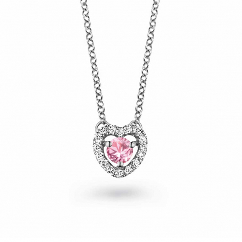 Collier Saphir Rose et diamants blancs One More