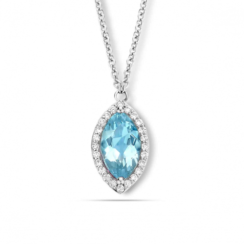 Collier Topaze Sky Blue et diamants One More