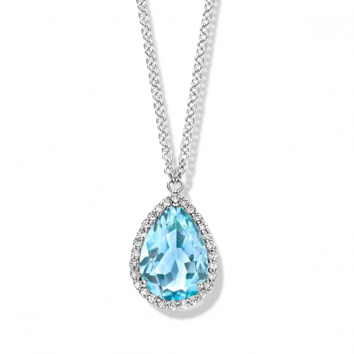 Collier topaze Sky Blue et diamants- One More