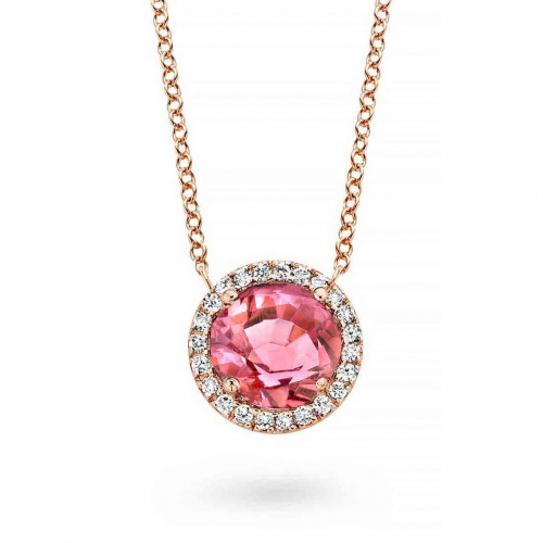 Collier Tourmaline Rose et diamants One More