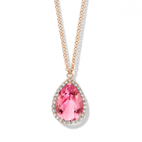 Collier tourmaline rose et diamants- One More