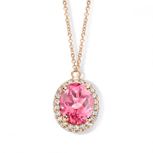 Collier tourmaline rose et diamants- One More