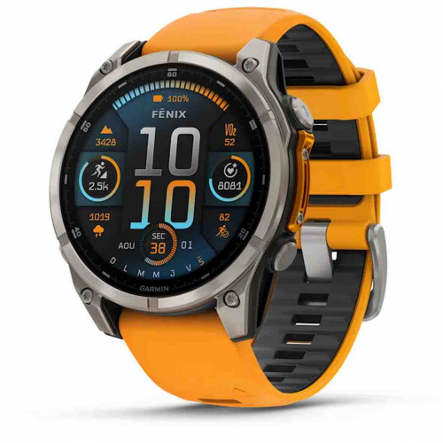 Garmin Fenix 8 � 47 mm, AMOLED  Sapphire - Bacelet silicone orange