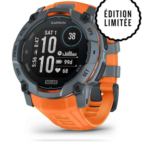Garmin Instinct 3 - Solar - Bleu crpuscule - bracelet orange