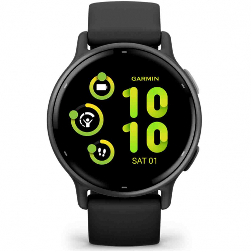 Garmin Vivoactive 5  Boitier noir - lunette aluminium Gray - bracelet silicone