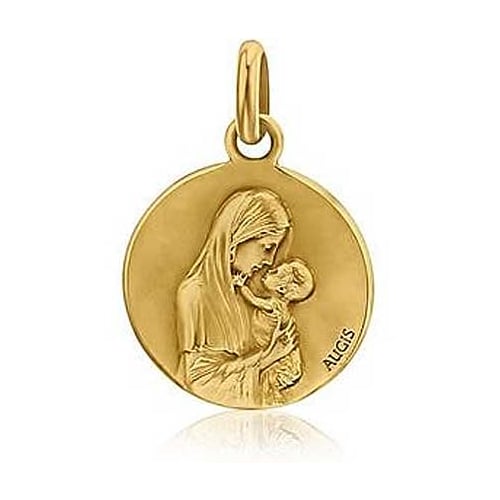 Mdaille Vierge  l'Enfant Augis Patine main