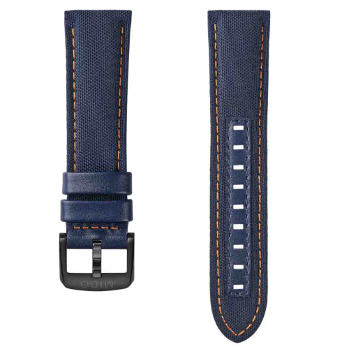 Bracelet Multifort TV Big Date tissu et cuir bleu 22mm 
