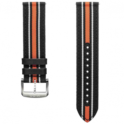 Bracelet tissu noir et orange 22mm 