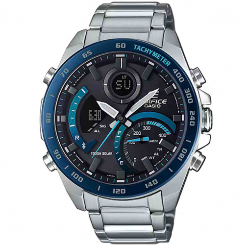 Montre Casio Edifice - S�rie ECB-900 - Argent & Bleu