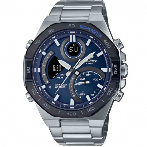 Montre Casio Edifice - Srie ECB-900 - Argent & Bleu