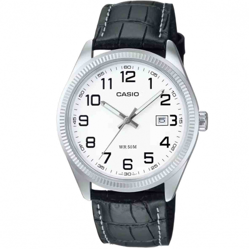 Montre Casio Timeless - Standard - Blanc chiffr� & Cuir Noir