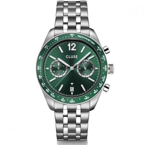 Montre Cluse Aravis Dual Timer Steel - Green, -Silver Colour 