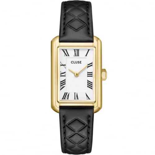 Montre Cluse Belisenna Leather - Black Quilted - Gold Colour