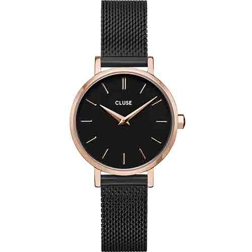 Montre Cluse Boho Chic Petite Mesh Black, Rose Gold Colour