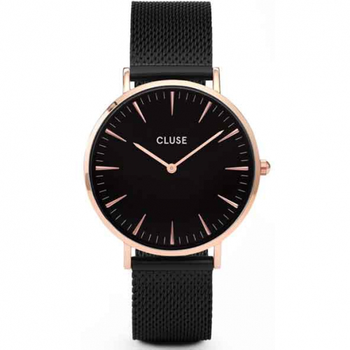Montre Cluse La Bohme Mesh Rose Gold Black/Black 
