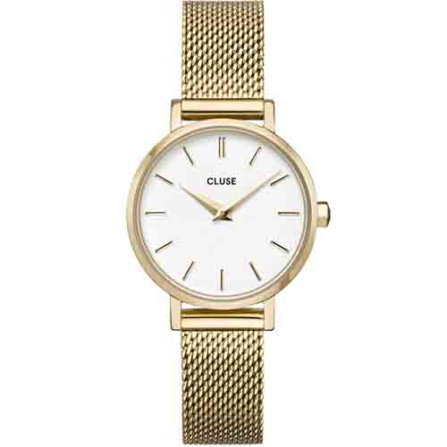 Montre Cluse La Bohme Petite Mesh Gold White