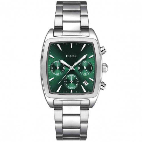 Montre Cluse Quartaut Chrono Watch Steel, Green, Silver Colour 
