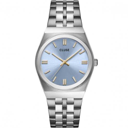 Montre Cluse Retro 70's Watch Steel, Light Blue, Silver Colour 