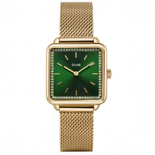 Montre Cluse T�tragone Mesh stones Green, Gold Colour 