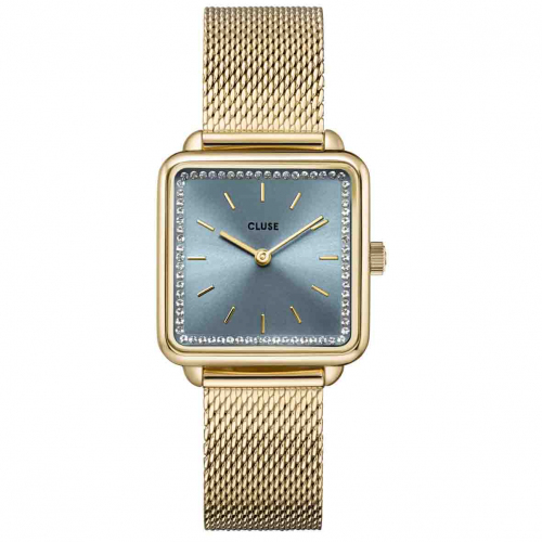 Montre Cluse Ttragone Mesh stones Light Blue, Gold Colour 