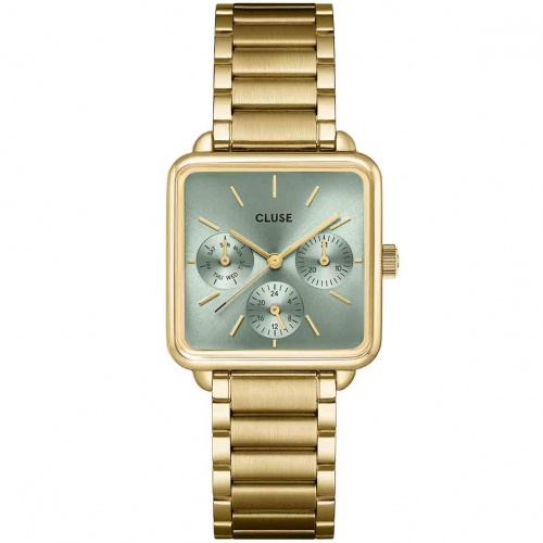 Montre Cluse T�tragone Multifunction Watch Steel, Sage Green, Gold Colour 