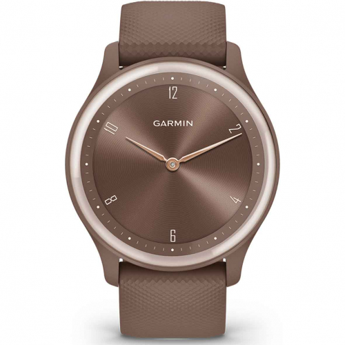 Montre Garmin Vivomove Sport Peach Gold - bracelet chocolat