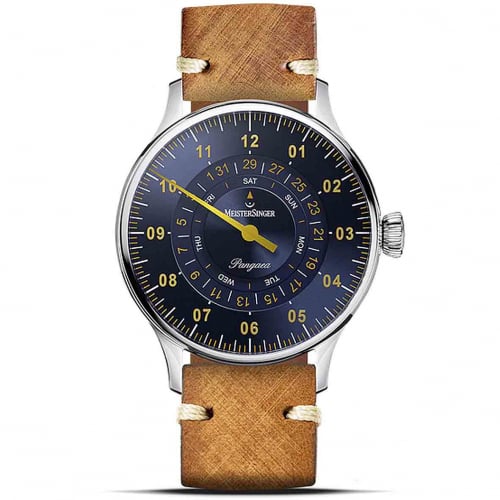 Montre MeisterSinger Pangaea Day Date - Bleu acier avec or