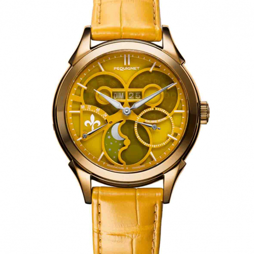 Montre Pequignet Royale saphir - Cadran Jaune Ambre