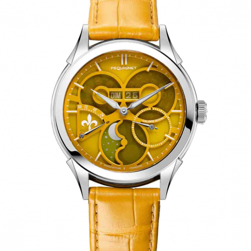 Montre Pequignet Royale saphir - Cadran Jaune Ambre
