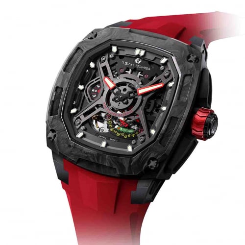 Montre tsar Bomba - Dark Matter Carbone - Automatique - Rouge
