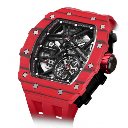 Montre Tsar Bomba - Elemental Series - Carbon Fiber Automatic - Rouge