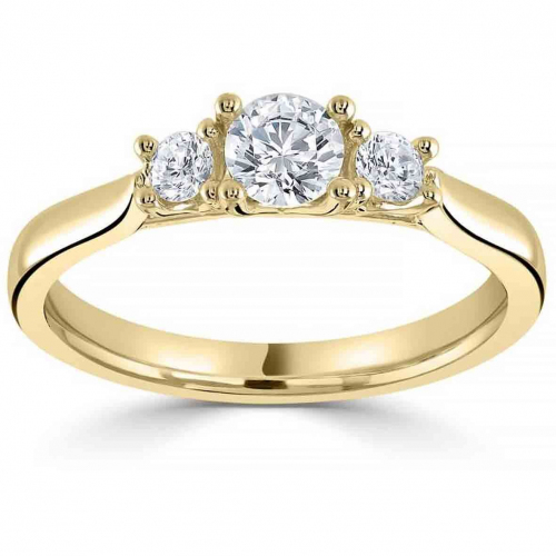 Monture bague or et diamant trilogie