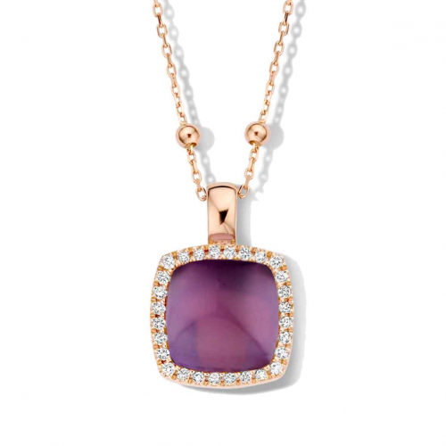 Pendentif am�thyste sur nacre et diamants One More