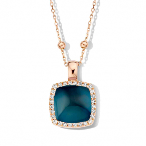 Pendentif avec topaze LB sur nacre et diamants One More