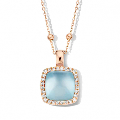 Pendentif avec topaze SB sur nacre et diamants One More