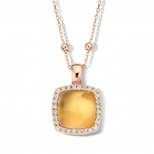 Pendentif citrine sur nacre et diamants One More