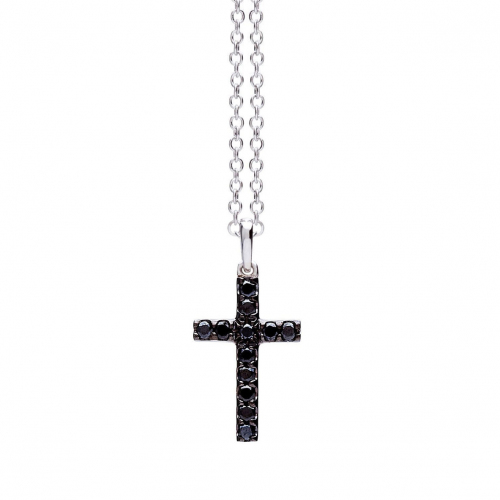 Pendentif croix diamants Noirs One More