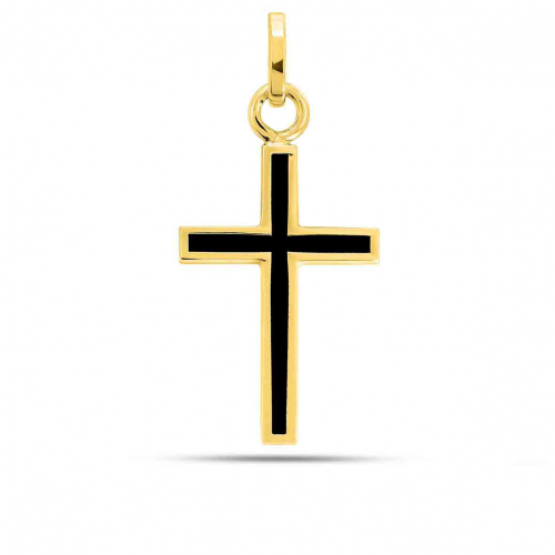 Pendentif Croix noir laqu