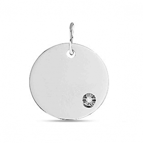 Pendentif or blanc diamant pastill� 