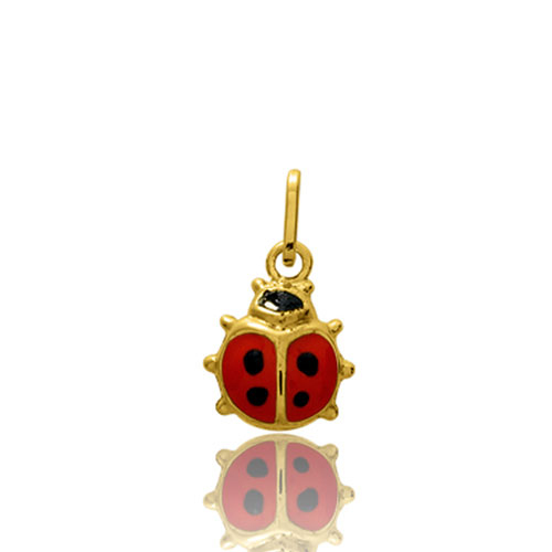 Pendentif or jaune coccinelle bat�e