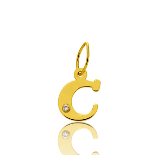 Pendentif or Jaune et diamant 0,01ct Initiale C