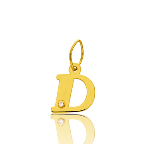 Pendentif or Jaune et diamant 0,01ct Initiale D