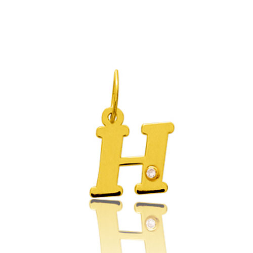Pendentif or Jaune et diamant 0,01ct Initiale H