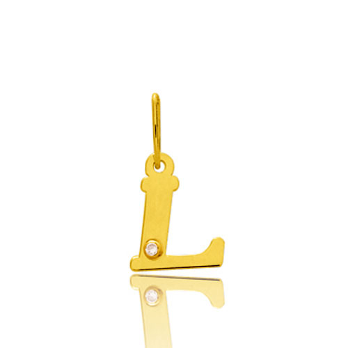 Pendentif or Jaune et diamant 0,01ct Initiale L