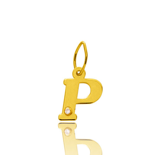Pendentif or Jaune et diamant 0,01ct Initiale P
