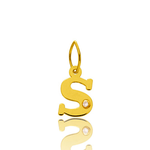Pendentif or Jaune et diamant 0,01ct Initiale S